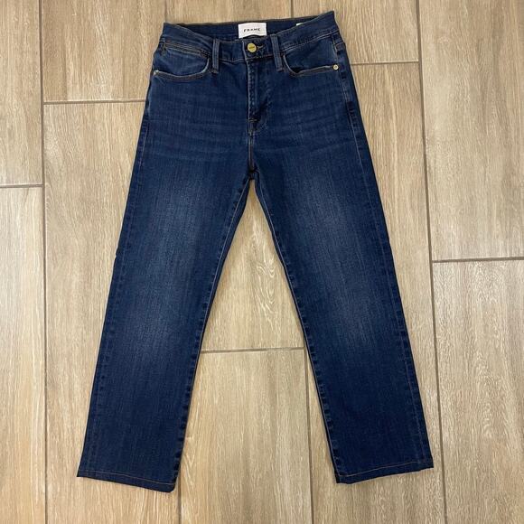 FRAME Le High Straight Jeans Women’s Size 26 Blue High Rise Cropped Hemmed Denim - Picture 1 of 9